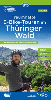 Abbildung von: ADFC-Regionalkarte Traumhafte E-Bike-Touren im Thüringer Wald, 1:75.000, mit Tagestourenvorschlägen, reiß- und wetterfest, GPS-Tracks-Download - BVA BikeMedia