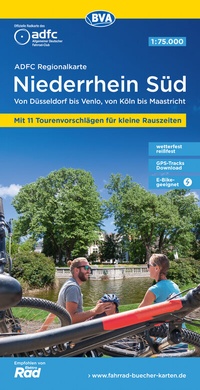 Abbildung von: ADFC-Regionalkarte Niederrhein Süd 1:75.000, mit Tagestourenvorschlägen, reiß- und wetterfest, E-Bike-geeignet, mit Knotenpunkten, GPS-Tracks-Download - BVA BikeMedia