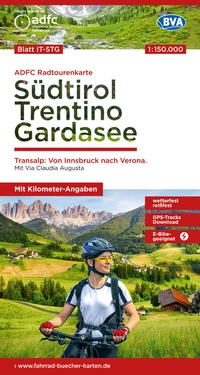 Abbildung von: ADFC-Radtourenkarte IT-STG Südtirol, Trentino, Gardasee 1:150.000, reiß- und wetterfest, E-Bike geeignet, GPS-Tracks Download, mit Bett+Bike Symbolen, mit Kilometer-Angaben - BVA BikeMedia