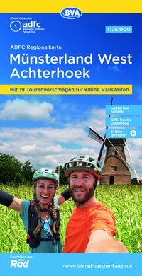 Abbildung von: ADFC-Regionalkarte Münsterland West / Flusslandschaft Achterhoek, 1:75.000, mit Tagestourenvorschlägen, reiß- und wetterfest, E-Bike-geeignet, GPS-Tracks-Download - BVA BikeMedia