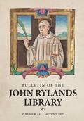 Cover: Bulletin of the John Rylands Library 98/2 - Manchester University Press