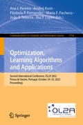 Cover: Optimization, Learning Algorithms and Applications - Springer