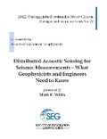Cover: Distributed Acoustic Sensing for Seismic Measurements - Society of Exploration Geophysicists