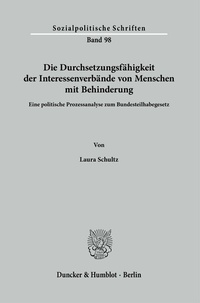Abbildung von: Die Durchsetzungsfähigkeit der Interessenverbände von Menschen mit Behinderung. - Duncker & Humblot