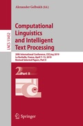 Cover: Computational Linguistics and Intelligent Text Processing - Springer