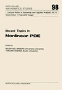 Cover: Recent Topics in Nonlinear PDE - Elsevier