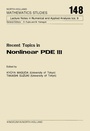 Cover: Recent Topics in Nonlinear PDE III - Elsevier