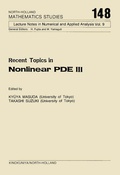Cover: Recent Topics in Nonlinear PDE III - Elsevier