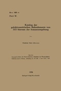 Cover: Katalog der galaktozentrischen Bahnelemente von 353 Sternen der Sonnenumgebung - Springer