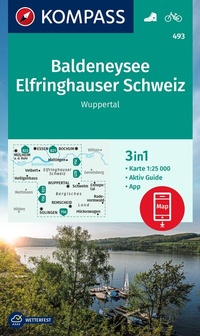 Abbildung von: KOMPASS Wanderkarte 493 Baldeneysee, Elfringhauser Schweiz, Wuppertal 1:25.000 - KOMPASS-Karten