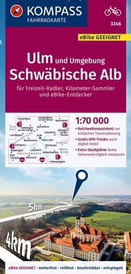 Abbildung von: KOMPASS Fahrradkarte 3346 Ulm und Umgebung, Schwäbische Alb 1:70.000 - KOMPASS-Karten