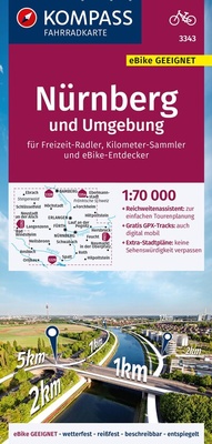 Abbildung von: KOMPASS Fahrradkarte 3343 Nürnberg und Umgebung 1:70.000 - KOMPASS-Karten