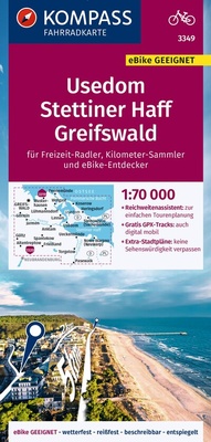 Abbildung von: KOMPASS Fahrradkarte 3349 Usedom, Stettiner Haff, Greifswald 1:70.000 - KOMPASS-Karten