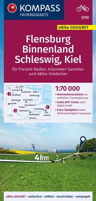 Abbildung von: KOMPASS Fahrradkarte 3310 Flensburg Binnenland, Schleswig, Kiel 1:70.000 - KOMPASS-Karten