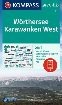 Abbildung von: KOMPASS Wanderkarte 61 Wörthersee, Karawanken West 1:50.000 - KOMPASS-Karten