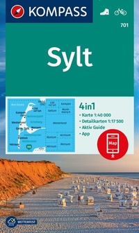 Abbildung von: KOMPASS Wanderkarte 701 Sylt mit Ortsplänen 1:40.000 - KOMPASS-Karten