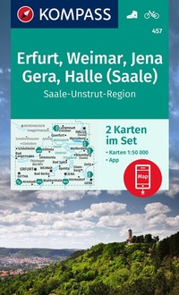 Abbildung von: KOMPASS Wanderkarten-Set 457 Erfurt, Weimar, Jena, Gera, Halle (Saale) (2 Karten) 1:50.000 - KOMPASS-Karten