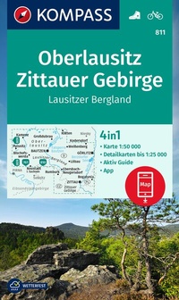 Abbildung von: KOMPASS Wanderkarte 811 Oberlausitz, Zittauer Gebirge, Lausitzer Bergland 1:50.000 - KOMPASS-Karten