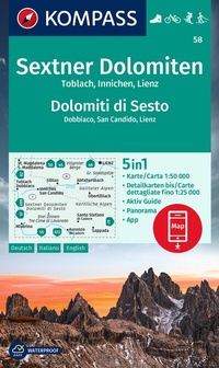 Abbildung von: KOMPASS Wanderkarte 58 Sextner Dolomiten, Toblach, Innichen, Lienz / Dolomit di Sesto, Dobbiaco, San Candido, Lienz 1:50.000 - KOMPASS-Karten