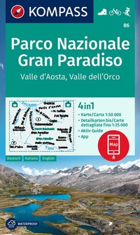 Abbildung von: KOMPASS Wanderkarte 86 Parco Nazionale Gran Paradiso, Valle d'Aosta, Valle dell'Orco 1:50.000 - KOMPASS-Karten