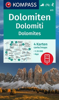 Abbildung von: KOMPASS Wanderkarten-Set 672 Dolomiten, Dolomiti, Dolomites (4 Karten) 1:35.000 - KOMPASS-Karten