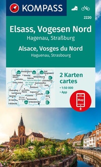Abbildung von: KOMPASS Wanderkarten-Set 2220 Elsass, Vogesen Nord, Hagenau, Straßburg / Alsace, Vosges du Nord, Haguenau, Strasbourg (2 Karten) 1:50.000 - KOMPASS-Karten