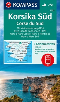 Abbildung von: KOMPASS Wanderkarten-Set 2251 Korsika Süd. Mit Weitwanderweg GR20 / Corse du Sud. Avec Grande Randonnée GR20 (3 Karten) 1:50.000 - KOMPASS-Karten