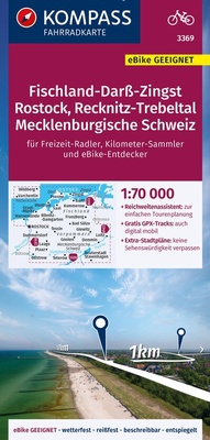 Abbildung von: KOMPASS Fahrradkarte 3369 Fischland-Darß-Zingst, Rostock, Recknitz-Trebeltal, Mecklenburgische Schweiz 1:70.000 - KOMPASS-Karten