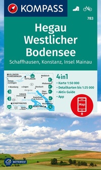 Abbildung von: KOMPASS Wanderkarte 783 Hegau Westlicher Bodensee, Schaffhausen, Konstanz, Insel Mainau 1:50.000 - KOMPASS-Karten