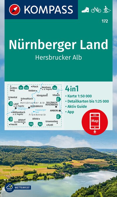 Abbildung von: KOMPASS Wanderkarte 172 Nürnberger Land, Hersbrucker Alb 1:50.000 - KOMPASS-Karten