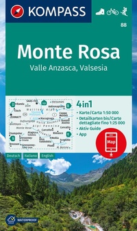 Abbildung von: KOMPASS Wanderkarte 88 Monte Rosa, Valle Anzasca, Valsesia 1:50.000 - KOMPASS-Karten