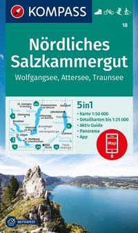 Abbildung von: KOMPASS Wanderkarte 18 Nördliches Salzkammergut, Wolfgangsee, Attersee, Traunsee 1:50.000 - KOMPASS-Karten