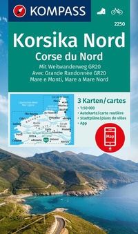 Abbildung von: KOMPASS Wanderkarten-Set 2250 Korsika Nord, Corse du Nord, Weitwanderweg GR20 (3 Karten) 1:50.000 - KOMPASS-Karten