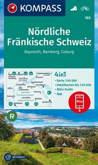 Abbildung von: KOMPASS Wanderkarte 165 Nördliche Fränkische Schweiz, Bayreuth, Bamberg, Coburg 1:50.000 - KOMPASS-Karten