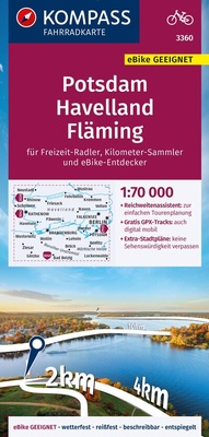 Abbildung von: KOMPASS Fahrradkarte 3360 Potsdam, Havelland, Fläming mit Knotenpunkten 1:70.000 - KOMPASS-Karten