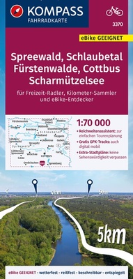 Abbildung von: KOMPASS Fahrradkarte 3370 Spreewald, Schlaubetal, Fürstenwalde, Cottbus, Scharmützelsee mit Knotenpunkten 1:70.000 - KOMPASS-Karten