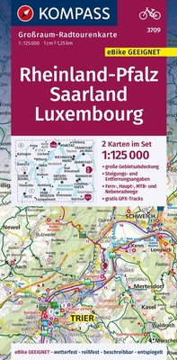 Abbildung von: KOMPASS Großraum-Radtourenkarte 3709 Rheinland-Pfalz, Saarland, Luxembourg, 1:125.000 - KOMPASS-Karten