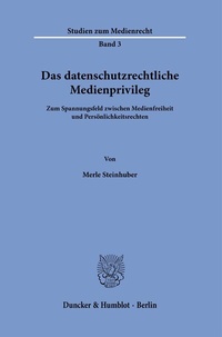 Abbildung von: Das datenschutzrechtliche Medienprivileg. - Duncker & Humblot