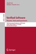 Cover: Verified Software. Theories, Tools and Experiments. - Springer
