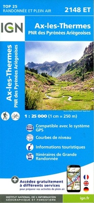Abbildung von: Ax-les-Thermes / PNR Pyrenees Ariegeoises: 2148ET - Institut Geographique National