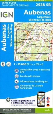 Abbildung von: Aubenas / Largentiere / Villeneuve-de-Berg: 2938 - Institut Geographique National