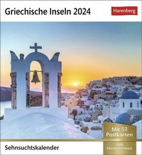Abbildung von: Griechische Inseln Sehnsuchtskalender 2024. Reise-Kalender mit 53 hochwertigen Postkarten der schönsten Plätze Griechenlands. Postkartenkalender 2024. 16 x 17,5 cm - Harenberg