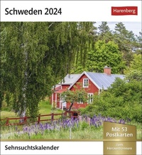 Abbildung von: Schweden Sehnsuchtskalender 2024. Reise-Kalender zum Aufstellen oder Aufhängen für Urlaubsstimmung auf dem Schreibtisch. Postkarten-Fotokalender: 53 Motive zum Sammeln und Verschicken - Harenberg