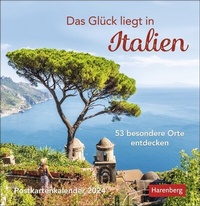 Abbildung von: Das Glück liegt in Italien Postkartenkalender 2024. Wochen-Kalender mit 53 besonderen Orten. Stimmungsvolle Foto-Motive zum Aufhängen und Aufstellen - Harenberg