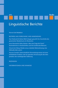 Abbildung von: Linguistische Berichte Heft 273 - Buske, H