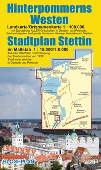 Abbildung von: Landkarte Hinterpommerns Westen und Stadtplan Stettin - BLOCHPLAN