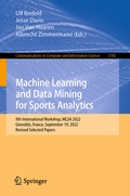 Cover: Machine Learning and Data Mining for Sports Analytics - Springer