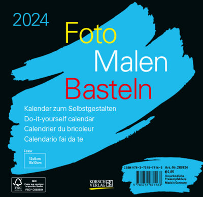 Abbildung von: Foto-Malen-Basteln Bastelkalender schwarz quer 2024 - Korsch Verlag