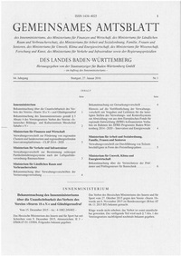 Abbildung von: Gemeinsames Amtsblatt - Staatsanzeiger für Baden-Württemberg