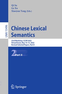 Bild vergrößern Bild: Chinese Lexical Semantics - Springer